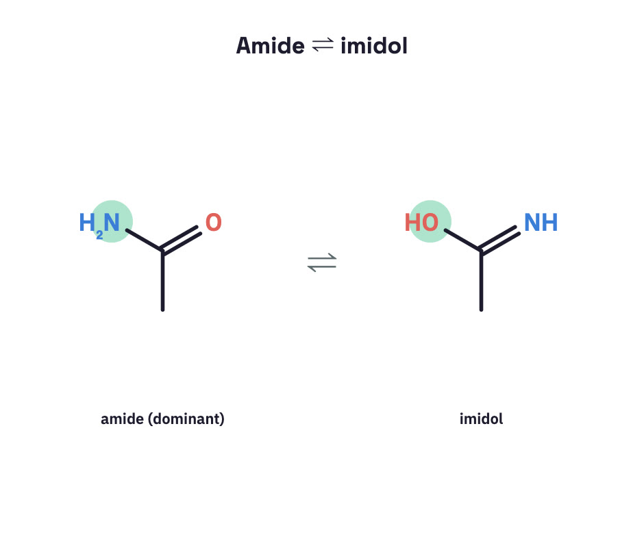 Amide and imidol tautomers.